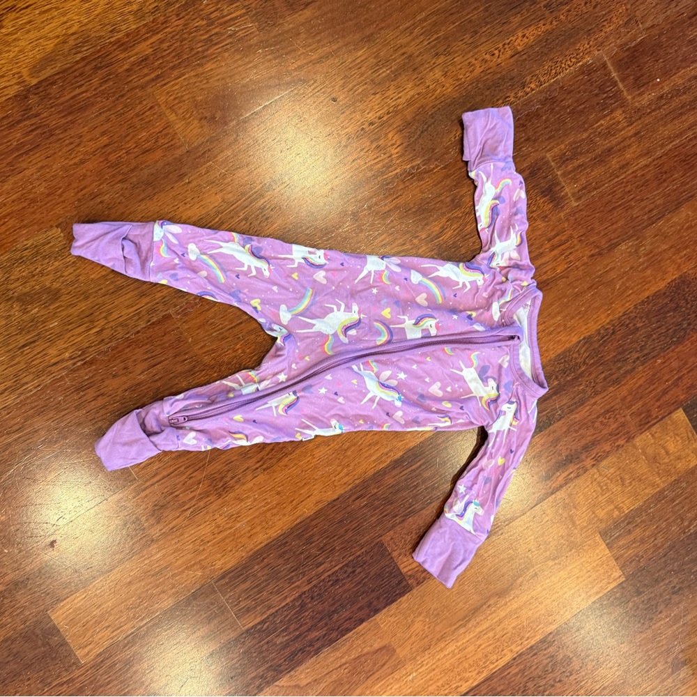 Little Sleepies Purple Unicorn Print Footed Pajamas